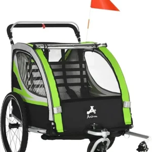 2-in-1 Walk/Ride Child Baby Bike Trailer for Kids 2 Seater, High-Visibility Bike Stroller for Toddler Wagon, Weather-Strong Dou