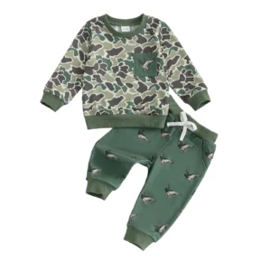 Animal Print Tops and Elastic Waist Pants Set