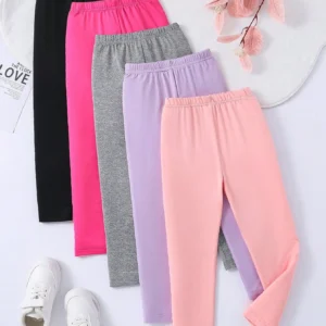5-Pack Kids Solid Color Stretch Leggings