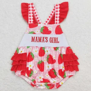 Hot Sale Baby Girls Clothes Boutique Kids Clothes Mama's Girl Strawberry Tunic Top Ruffle Shorts Sets Sibling Baby Girls Rompers