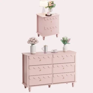 Bedroom Set 2 PCS 6 Drawer Dresser and Night Stand Sets