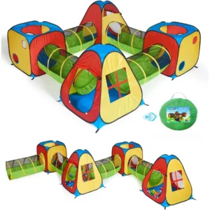8 in 1 Pop Up Kids Play Tent House with 4 Tunnels