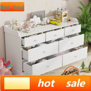 hot-sellingKids Dresser Cabinet with 7 Drawers, Changing Table for Nursery