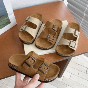 New Summer Kids Beach Cork Slippers for Girls Boys Children Outdoor Casual Non-slip Flat with Slide Shoe Boys Girls Sandals