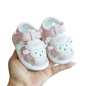 Adorable Toddler Closed Toe Squeaking Sandals with Fun Cartoon Animal Design Non-Slip Sole and Cute Style for Summer