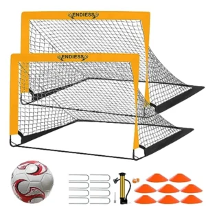 2 Pack 4'x3' Soccer Goals Durable Pop Up Soccer Net Set with Size 3 Ball Pump 8 Cones and Carry Bag Portable Backyard Training