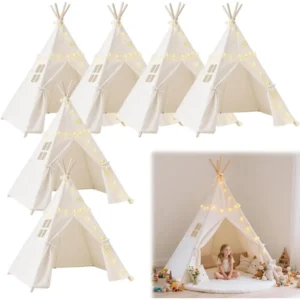 Collapsible Kids Teepee Tent with 10 LED String Lights