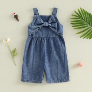 Women s Denim Overall Dress with Adjustable Straps and Front Pocket Detail Casual Sleeveless Jumper Dress