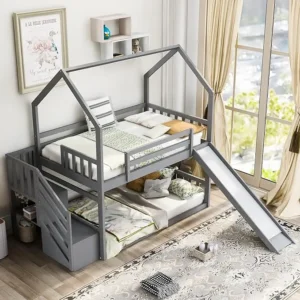 Twin Over Twin Bunk Bed with Slide,